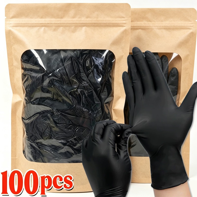 Latex Disposable Glove - 1/100unidades Luvas Descartáveis Pretas Sem Látex