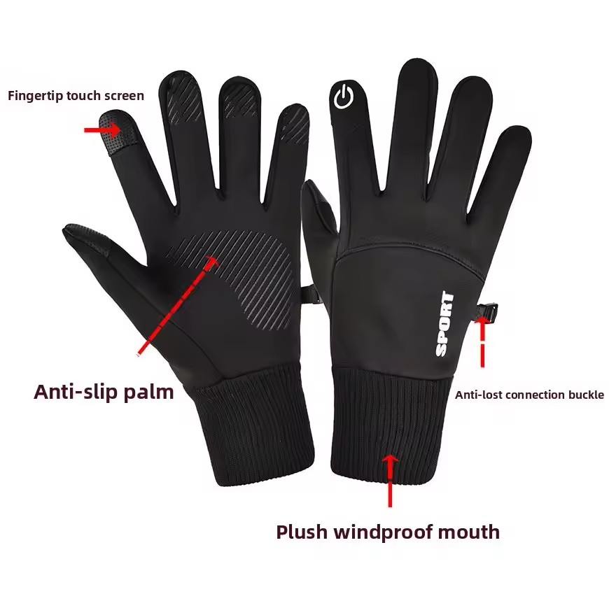 Preto inverno quente dedos com - Ski Glove Waterproof avaliação e preço